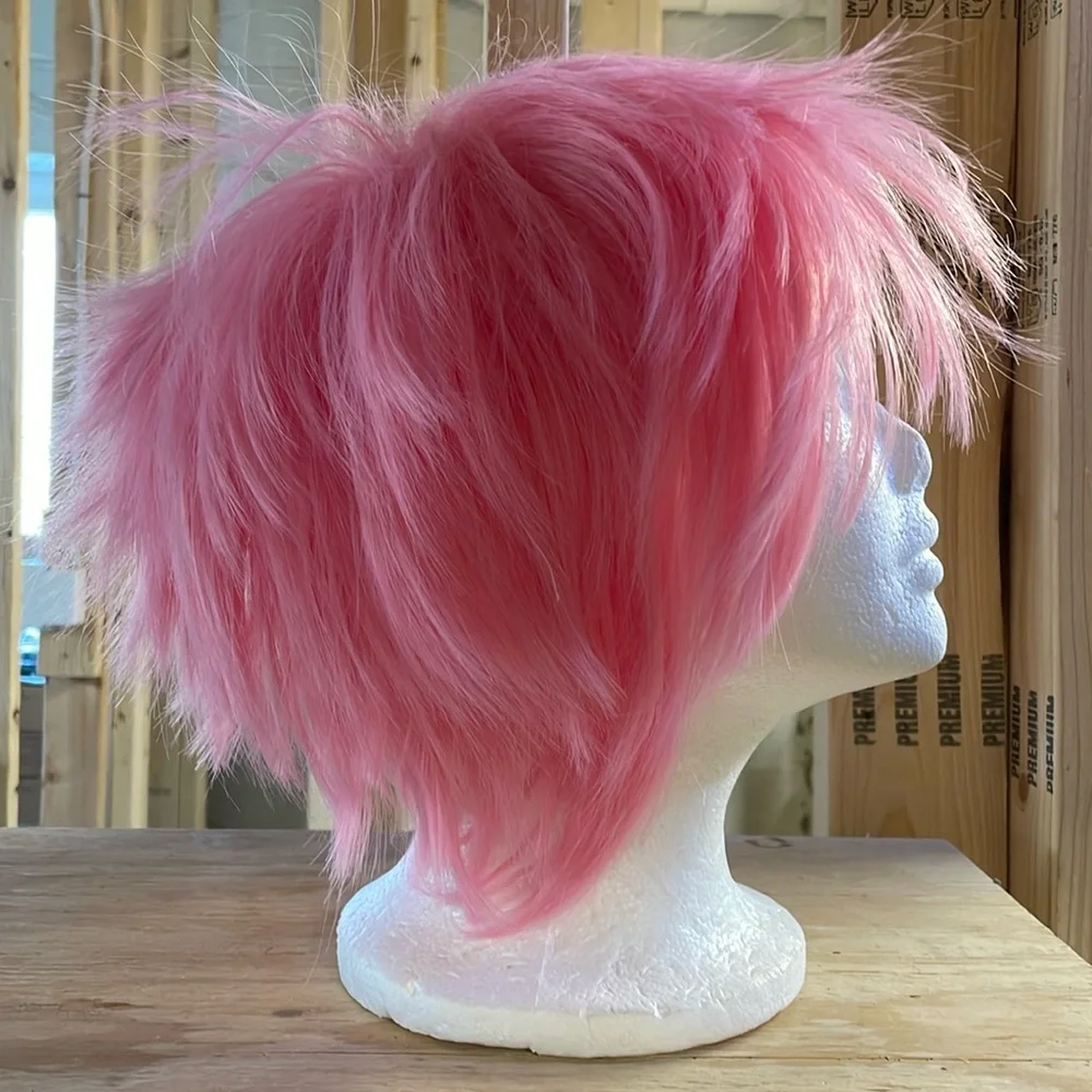 NWT cosplay pink wig short spiky ONE PIECE anime character FIRM Sakura Naruto OS